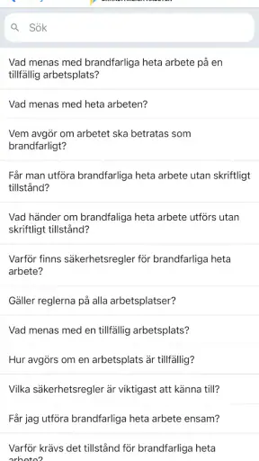 Brandfarliga arbeten screenshot