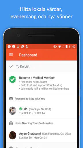 Couchsurfing reseapp screenshot