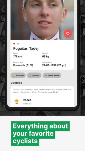 Cyclingoo: Cycling results screenshot