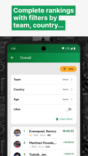 Cyclingoo: Cycling results screenshot
