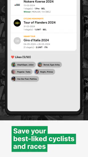 Cyclingoo: Cycling results screenshot