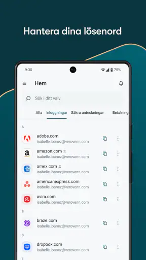 Dashlanes lösenordshanterare screenshot