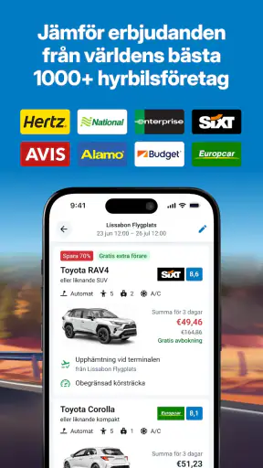 DiscoverCars.com -biluthyrning screenshot