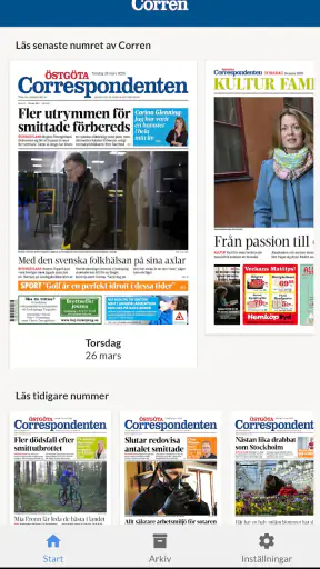 E-tidning Corren screenshot