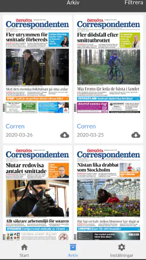 E-tidning Corren screenshot