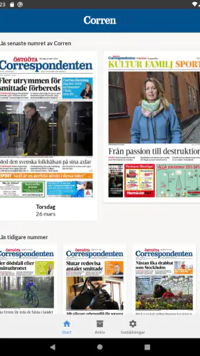 E-tidning Corren screenshot