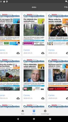 E-tidning Corren screenshot