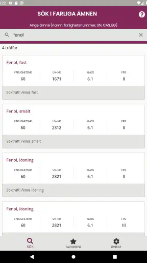 Farliga ämnen screenshot