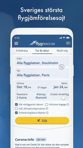 Flygresor.se screenshot