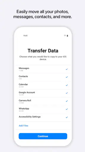 Flytta till iOS screenshot