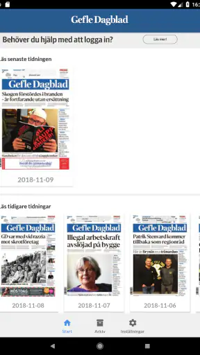 Gefle Dagblad e-tidning screenshot