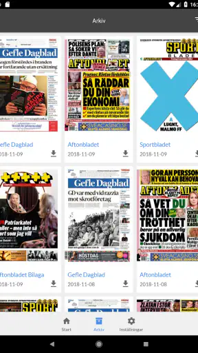 Gefle Dagblad e-tidning screenshot