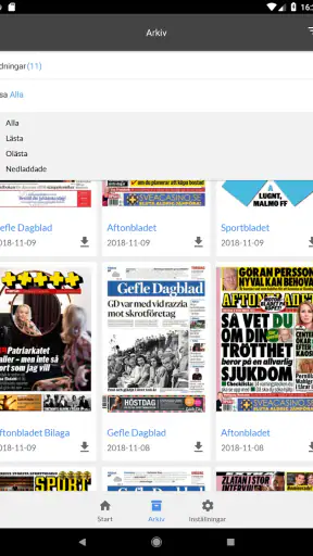 Gefle Dagblad e-tidning screenshot