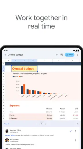 Google Kalkylark screenshot