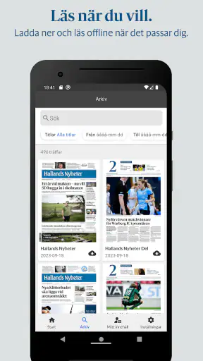 Hallands Nyheter e-tidning screenshot