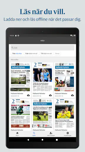 Hallands Nyheter e-tidning screenshot