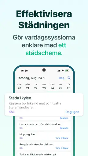 Hushållssysslor och städschema screenshot