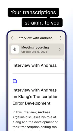 Klang.ai: Transkribering screenshot