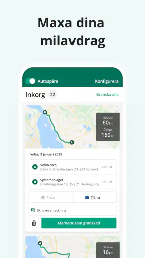 Körjournal från Driversnote screenshot