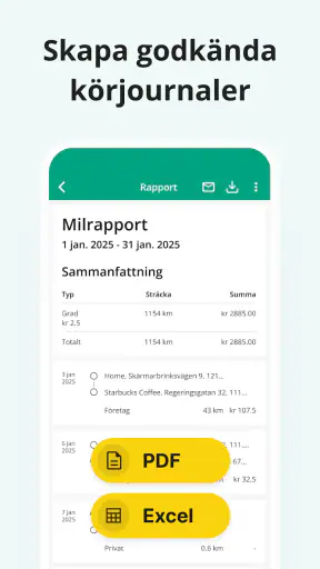 Körjournal från Driversnote screenshot
