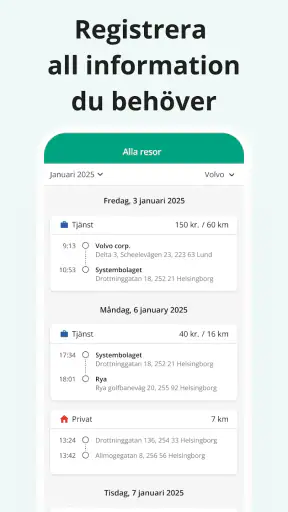 Körjournal från Driversnote screenshot