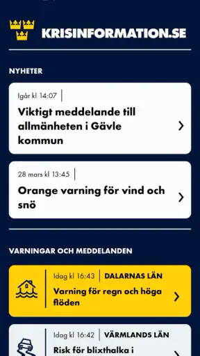 Krisinformation.se screenshot