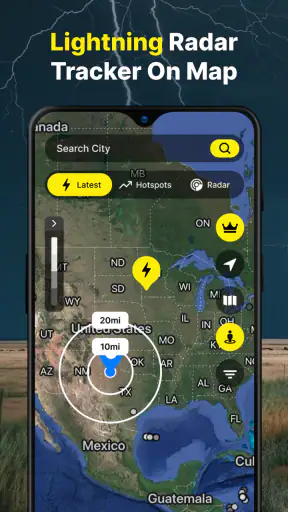 Lightning Radar Tracker On Map screenshot