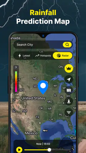 Lightning Radar Tracker On Map screenshot