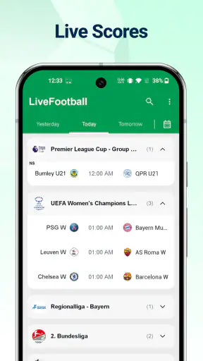 Live Fotbollsresultat screenshot