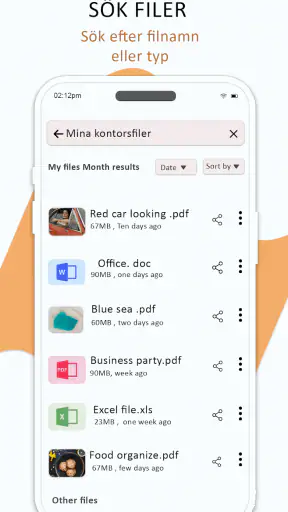 Mina filer screenshot
