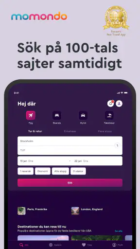 momond‪o‬ Flyg, Hotell, Hyrbil screenshot
