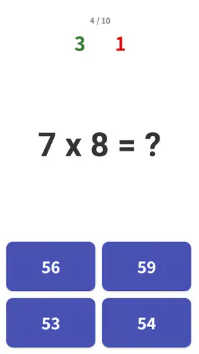 Multiplication Games Math quiz screenshot