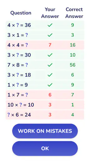 Multiplication Games Math quiz screenshot