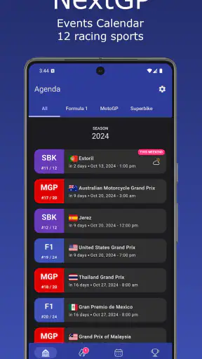 NextGP | Calendar F1 MotoGP … screenshot