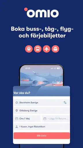 Omio: SJ Tåg, Buss, Resor App screenshot