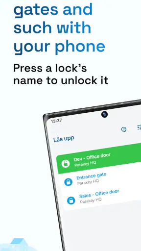 Parakey: Mobile access screenshot