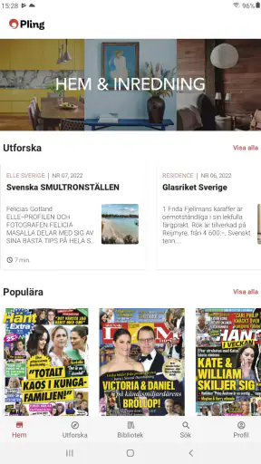 Pling – digital tidningsapp screenshot