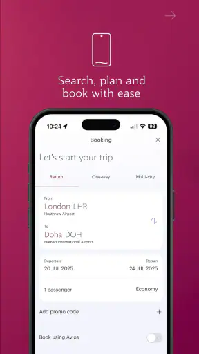 Qatar Airways screenshot