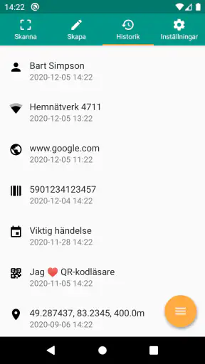 QR-skanner och streckkoder screenshot
