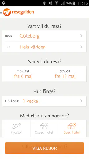 Reseguiden Sista minuten screenshot