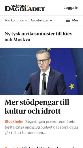 Skånska Dagbladet screenshot