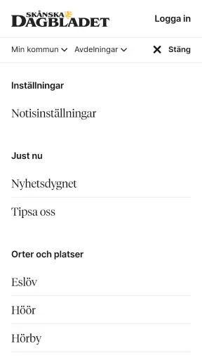 Skånska Dagbladet screenshot