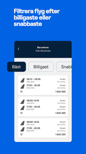Skyscanner Flyg Hotell Bilar screenshot