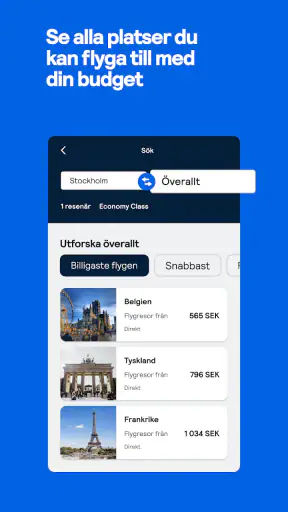 Skyscanner Flyg Hotell Bilar screenshot