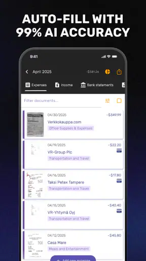 SparkReceipt AI-bokföring screenshot