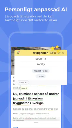 Språkkraft Läscoach, svenska screenshot