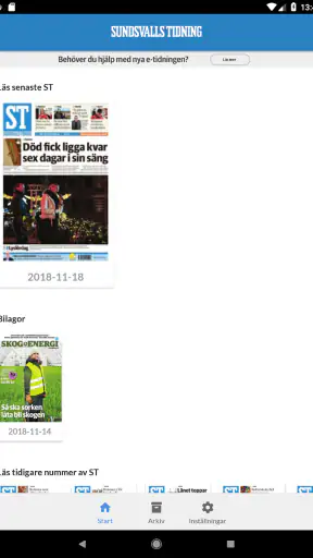 Sundsvalls Tidning e-tidning screenshot