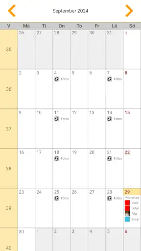 Svensk kalender screenshot