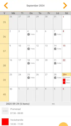 Svensk kalender screenshot