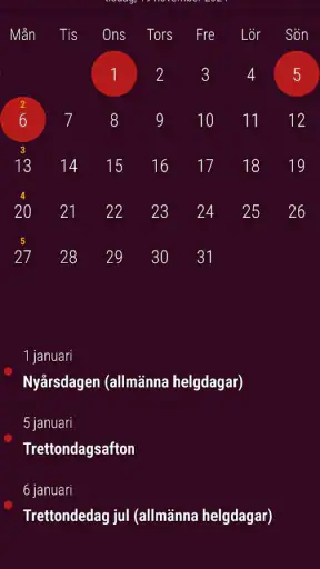 Svensk Kalender 2027 screenshot